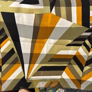 Geometric Multicolor Silk feel Scarf - Bold Abstract Print . Hello 1970!